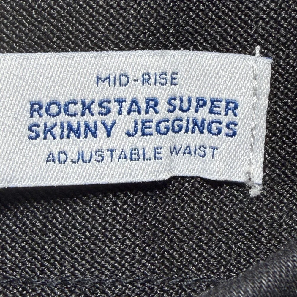 Old Navy Rockstar Super Skinny Jeggings Girls 8 Black Mid Rise Adjustable Waist